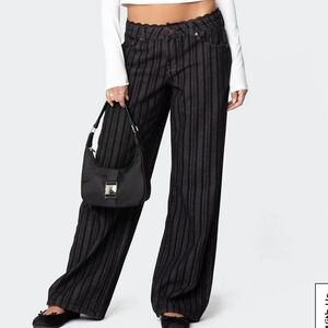 NWT Edikted Black Striped Wide Leg Pants